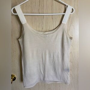 MAX&MOI Paris 100% Fine Wool Lightweight Luxury Tank Top Ivory FR 40 US L